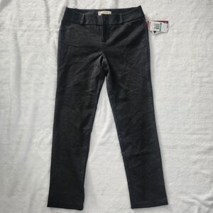 MICHAEL KORS Women's Mid Rise Slim Fit Ankle Pants Black Grey Size 8 Petite  NEW